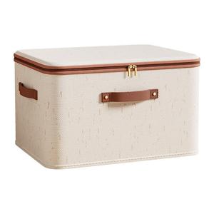 Tianshan Cotton Linen Storage <b>Box</b> With Lid Large Capacity Foldable <b>Wardrobe</b> Clothes Organizer Rectangle Solid Color - Product Image 5