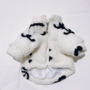 काले सफेद फर कुत्ते स्वेटर | क्लासिक पैटर्न फ्रारी पिल्ला शीतकालीन कोट - Product Image 3