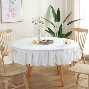 <span class=keywords><strong>Tovaglia</strong></span> rotonda in tessuto bianco pesante <span class=keywords><strong>100</strong></span> <span class=keywords><strong>cotone</strong></span> <span class=keywords><strong>tovaglia</strong></span> in lino per cucina, pranzo, caffè, fattoria, decorazioni per la tavola - Product Image 2