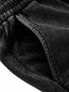 Camisetas con estampado de contorno de cesta desgastada de gran tamaño para hombres de EE. UU. 100% algodón lavado con ácido negro secado rápido transpirable ajuste suelto - Product Image 6