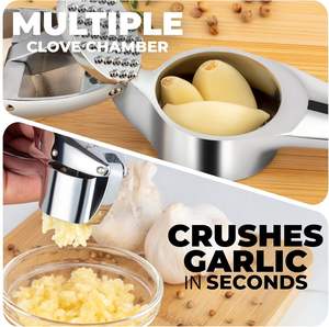 Utensilios de Cocina 2026, Prensa Manual de Jengibre y Ajo de Acero Inoxidable y Aleación de Zinc, Juego de Herramientas con Cepillo - Product Image 3