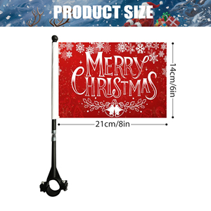 Customized Merry Christmas <b>Flags</b> Bike <b>Flag</b> Mountain Bicycle Race Banners Digital Printed with Screw Plastic Flagpole - Product Image 2