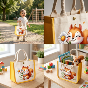 Bolsa de Lona Casual para Niños con Diseño de Ardilla, Portátil para Uso Diario - Product Image 4