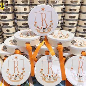 Tambourin en bois personnalisé Tamburelli avec ruban de soie coloré de 6 pouces pour mariage, église, fête, instrument de percussion sonore, prix attractif - Product Image 6