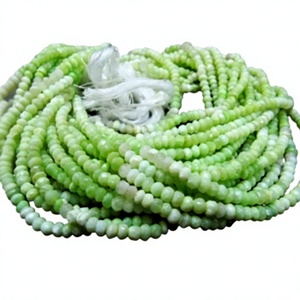Cuentas facetadas de ópalo verde natural en forma de rondel, tamaño aproximado 4-5 mm, hebras de 13 pulgadas de largo - Product Image 1