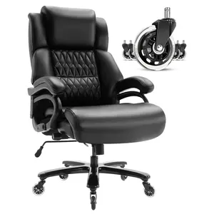 Черный босс офисные стулья тихие резиновые колеса сверхпрочное металлическое основание большой и высокий 400lbs офисный стул большой рабочий стол стул