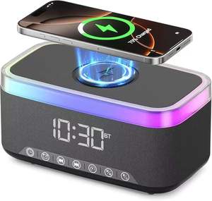 2025新しい多機能スマートBluetoothスピーカー目覚まし時計ワイヤレス充電器とホワイトノイズサウンド - Product Image 6