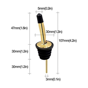 Factory Direct Modern Metal Stainless Steel Cute <b>Rubber</b> Liquor <b>Liquid</b> Wine Olive Oil Cork Tapered Spout Bottle Pourers Set - Product Image 2