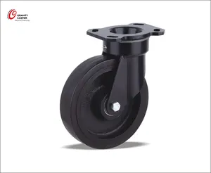 Heavy Duty Caster 3/4/5/6/8/10 Inch Black Solid Rubber Wheel With Cast Iron Core For Trolly Wheel Barrow Hand Truck