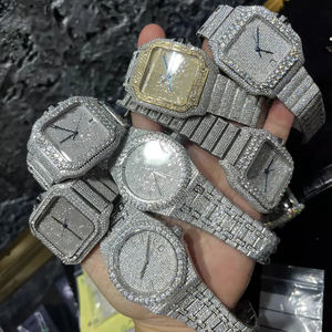 Orologio al Quarzo di Lusso Hip Hop con Quadrante in Acciaio Inossidabile con Diamanti e Moissanite, Design alla Moda con Effetto Ghiacciato - Product Image 5