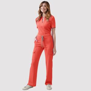 2025 Neues Damen-Medizinisches Arbeitskleidungsset mit geteiltem Ausschnitt, Kurzarm-Oberteil, Cargo-Hose mit Kordelzug, Atmungsaktive Pflegekleidung aus Spandex für Chirurgie - Product Image 6