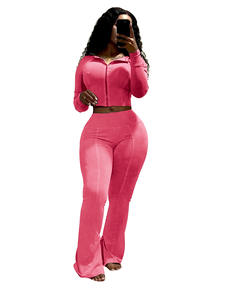 Promo Musim Gugur Musim Dingin Atasan Crop Hoodie Lengan Panjang Wanita Kasual Setelan Dua Potong Serasi 2 Piece Set - Product Image 3