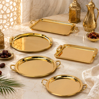 Plateau de service plaqué or de qualité supérieure avec poignées pour le service de table des hôtels cinq étoiles