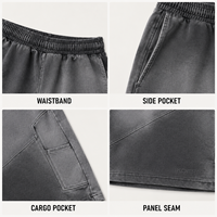 Shorts Cargo Vintage Délavés Personnalisés IKDEER, Taille Élastique, Multi-Poches, Décontractés, pour Marques de Streetwear, Commande en Gros