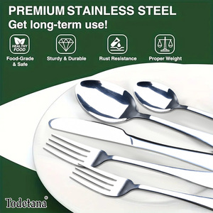 Ensemble de couverts élégants en acier inoxydable de 48 pièces Couverts de qualité supérieure pour mariage, restaurant et maison (couteau, fourchette, cuillère) - Product Image 5