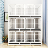 Cage d'élevage pour chats à double porte avec séparateur amovible pour chatons, chiens, lapins, en fil galvanisé, avec plateau extractible