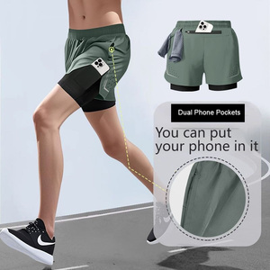 Pantalones Cortos Deportivos de Malla <span class=keywords><strong>2</strong></span> en 1 con Logotipo Personalizado de Alta Calidad al por Mayor, Pantalones Cortos de Gimnasio para Hombre, para Entrenamiento, Gimnasio, Fitness y Deportes - Product Image 5