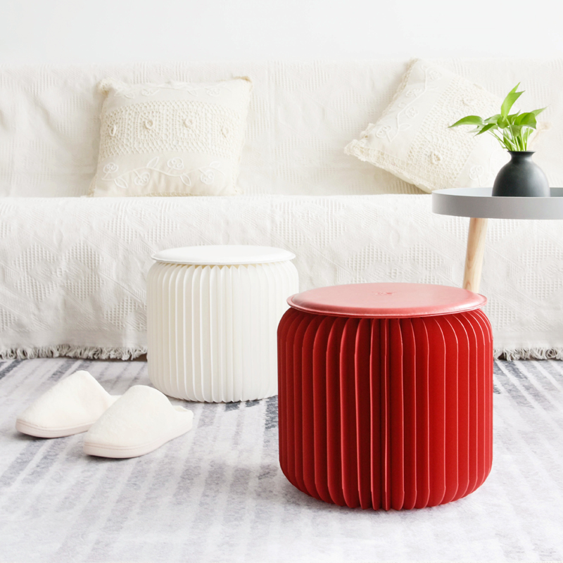 高さ28cmのペーパースツール紙家具アコーディオンクラフト紙折りたたみ