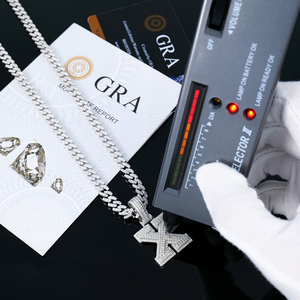 Wholesale <b>Initials</b> Hip Hop Jewelry 925 <b>Silver</b> Brilliant Cut Diamond Moissanite Letter X <b>Pendant</b> Bling Iced Out GRA Certificate - Product Image 4