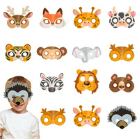 New Half Face Cartoon Animal Mask Coated Paper Birthday Party Decorations and Photo Props for Children