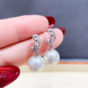 อุปกรณ์ทำเครื่องประดับมุก DIY ตัวเรือนเงินแท้ S925 สำหรับใส่ลูกปัดกลมขนาด 9-13 มม. เครื่องประดับเงินแฟชั่น ต่างหู - Product Image 2