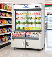 Vitrine Réfrigérée Commerciale à Triple Température, Réfrigérateur-Congélateur Vertical pour Brochettes de Malatang, Barbecue et Aliments Frais