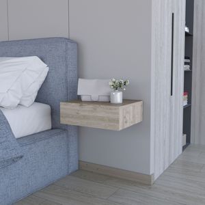 DB Vienna, mesita de noche flotante moderna nórdica montada en la pared, elegante y espacioso cajón de madera maciza, almacenamiento para uso en dormitorio y apartamento - Product Image 1