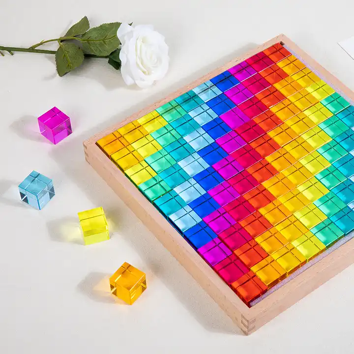 Acrylic High Transparency Cube Rainbow Building Blocks Toys