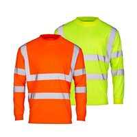 Camiseta de Seguridad Reflectante de Alta Visibilidad Clase 2, Color Naranja Fluorescente, Manga Larga, Transpirable, con Logotipo Personalizado para Trabajos en Carretera