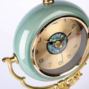 European Retro Style Table Clock Circular Gold Base Desktop Ornament Living Room Home Decor Light Luxury Design - Product Image 4