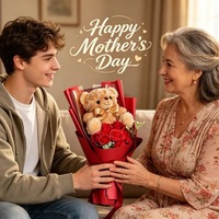 Vente en gros des meilleurs cadeaux pour la Saint-Valentin, ours en peluche fait main, bouquet de roses artificielles en savon, boîte cadeau, cadeau pour la fête des mères, décoration de mariage