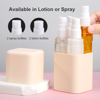 Lot de 4 flacons carrés avec graduations, étanches, portables, pour cosmétiques et savon liquide (50ml/200ml) – Idéal pour les voyages