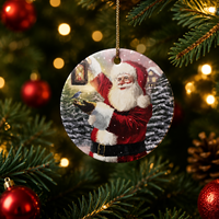 Ornement de Noël suspendu en céramique moderne personnalisé, imprimé UV, décoration de sapin de Noël personnalisée, cadeau écologique