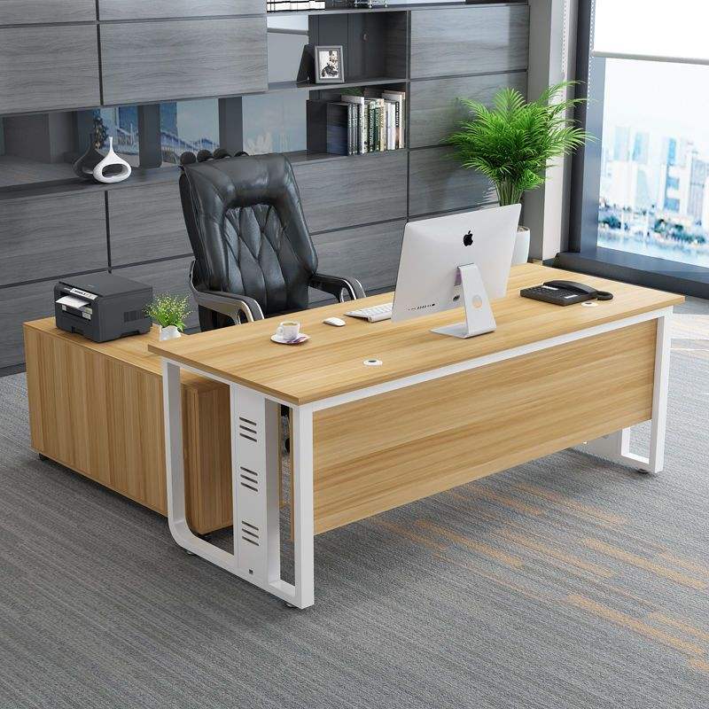 Tablette blanche pour bureau, noyer clair.