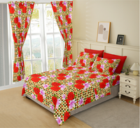 Ensemble de draps de lit personnalisé imprimé de 8 pièces avec rideaux, motifs d'emballage parfaits, ensemble de draps de lit de 8 pièces