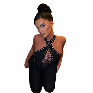 XH1136 - Tuta <span class=keywords><strong>Elegante</strong></span> da <span class=keywords><strong>Donna</strong></span> Aderente con Lacci, Schiena Scoperta, Sexy per Feste - Product Image 5