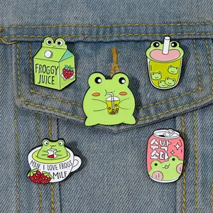 No Mold Fee Manufacturer make badge lapel pin custom frog shape cute animal enamel badge