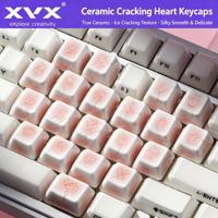 Capuchons de touches en céramique XVX en forme de cœur, effet émail craquelé, translucides, profil Cherry