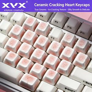 <strong>XVX</strong> Ceramic <strong>Keycaps</strong> Heart-shaped Crazed-Glaze Ceramic <strong>Keycaps</strong> Legends Light-Transmitting Cherry Profile <strong>Keycaps</strong> - Product Image 1