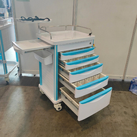 Carrito de Emergencia Médico ABS con Cerradura Central y Cajones para Uso en Hospitales y UCI