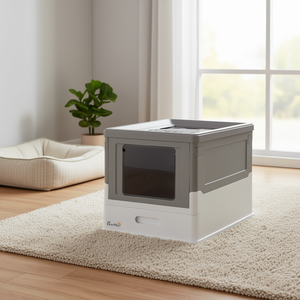 Lettiera per Gatti Completamente Chiusa, Grigia, Rettangolare, Manuale, in Plastica, con Ingresso Frontale e Uscita Superiore, Facile da Pulire, Accessori per Animali Domestici - Product Image 2