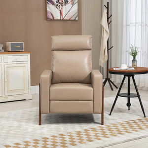 Fauteuil moderne confortable pour personnes âgées avec revêtement en cuir PU et fonction inclinable, pieds en bois, mobilier de maison - Product Image 1