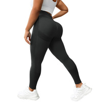 Pantalon de yoga sans couture bleu grande taille de haute qualité, moulant, effet galbant et gainant pour femme, idéal pour le sport, la course et l'entraînement