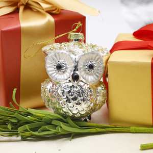 จี้แก้วรูปนกฮูกพิมพ์ลาย UV วาดด้วยมือ ตกแต่งต้นคริสต์มาส สีแดง ปรับแต่งได้ - Product Image 5