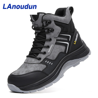 Botas de Seguridad LAOUDUN de Corte Alto con Puntera de Acero, Resistentes a Pinchazos, Forro Transpirable y Suela de Goma para Hombre, para Obras de Construcción