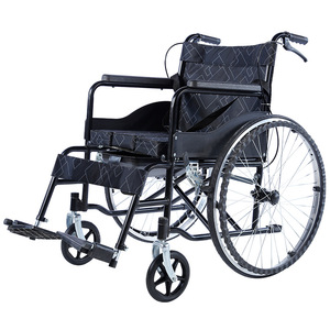 Manual Wheelchair 24 Inch Pneumatic Tires Foldable <b>Portable</b> <b>Commode</b> Seat For Elderly - Product Image 1