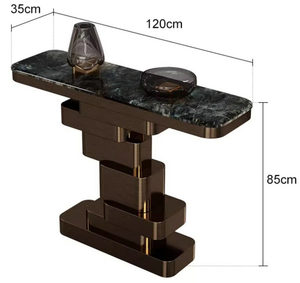 Table console décorative moderne pour salon, cadre en acier inoxydable doré, plateau en marbre, durable, <span class=keywords><strong>KIKA</strong></span> K006 #   Meubles de maison faits à la main - Product Image 3