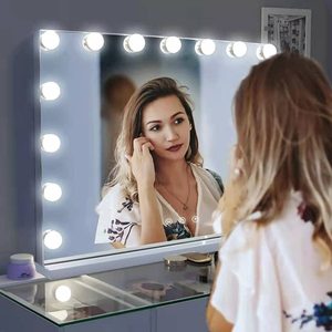 M1558 Hot <span class=keywords><strong>Sale</strong></span> Wall Mount Desk Hollywood Led Lighted Makeup Mirror With Table - Product Image 3