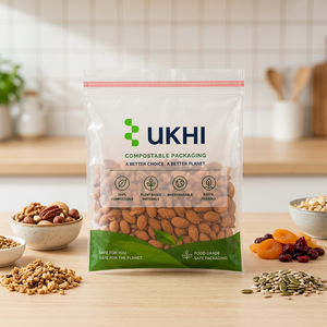 ถุงบรรจุภัณฑ์อาหารอุตสาหกรรมย่อยสลายได้ทางชีวภาพ UKHI Bio Compostable PBAT PLA ทำจากแป้งข้าวโพด สำหรับบรรจุบะหมี่ เยลลี่ และของขวัญ ความหนา 50 ไมครอน - Product Image 6