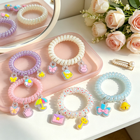 Élastiques à cheveux spirale multicolores exquis en forme de cordon téléphonique, imperméables, élastiques, accessoires pour cheveux et bracelets pour filles et femmes
